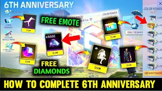 How to Complete🔥 6th Anniversary Event | Free 6666 Diamonds kaise Milega | Free Fire New Event screenshot 2