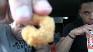 Eating Popeyes Shrimp Sandwich | Food Review | @Hodgetwins