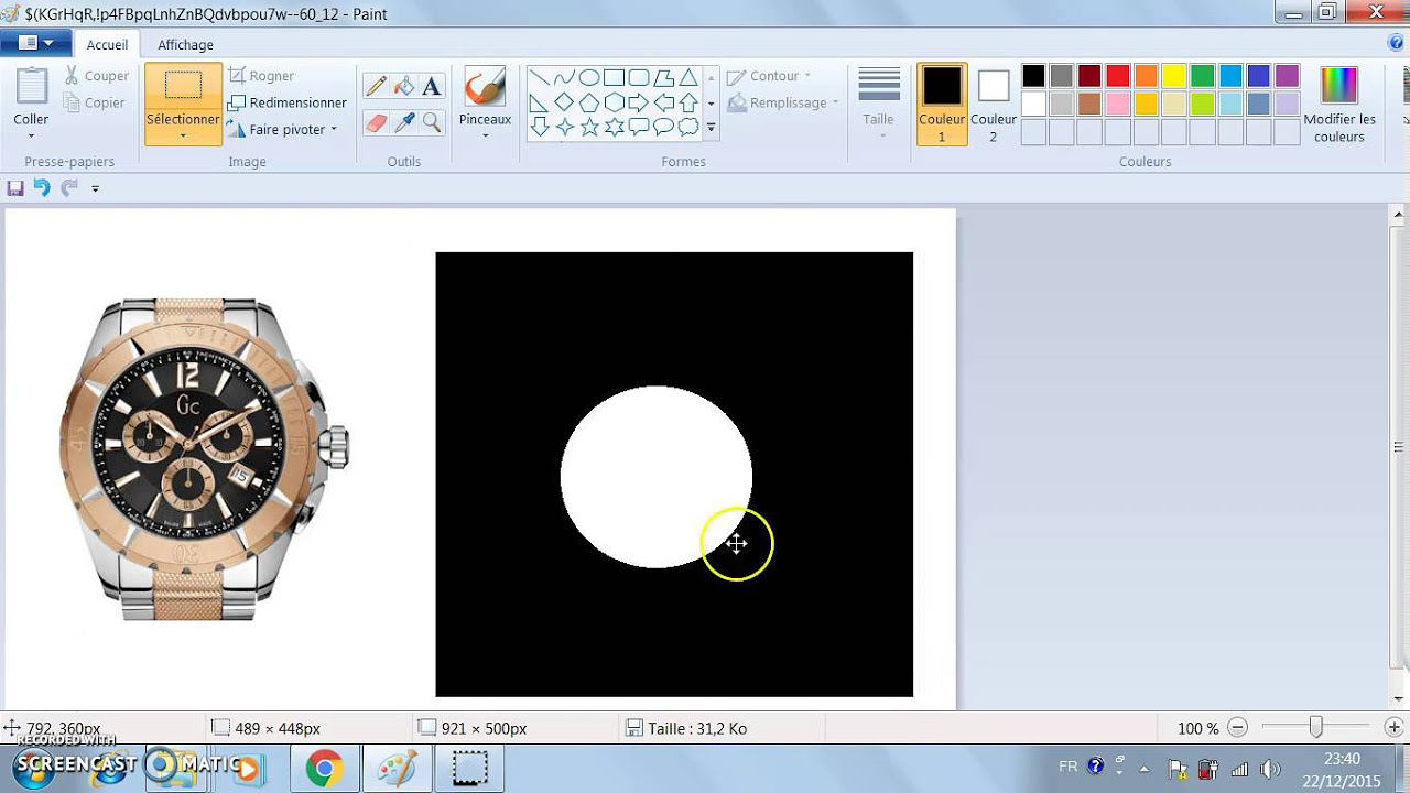 Update comment couper une image circulaire sur paint