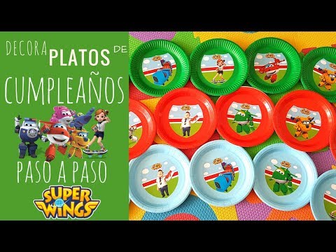 SUPER WINGS BIRTHDAY PARTY IDEAS - COMO DECORAR PLATOS CUMPLEAÑOS SUPER WINGS @TeQuieroMami