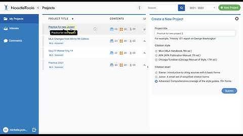 CCSF Library | #2 - Create a NoodleTools Project