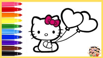 Hello kitty with Heart Easy Drawing, Painting & Coloring For Kids and Toddlers_ Child Art