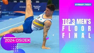 Top 3 in Men's Floor Final - 2024 Osijek Gymnastics World Challenge Cup