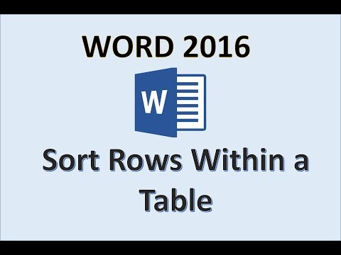 Word 2016 - Sorting Table Rows & Columns - How to Sort Tables Row & Column in Ascending Order in MS