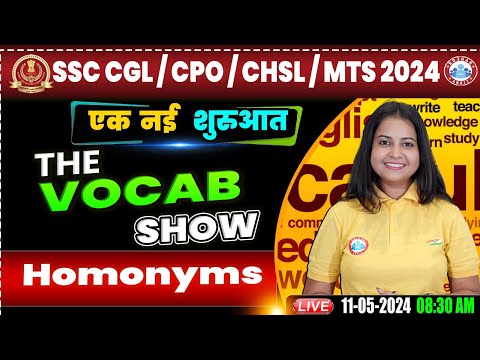 SSC CPO & CGL 2024, MTS English Class, CHSL English Vocabulary, Homonyms English Class by Kiran Mam
