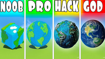 NOOB VS PRO VS HACKER VS GOD EARTH MINECRAFT PIXEL ART