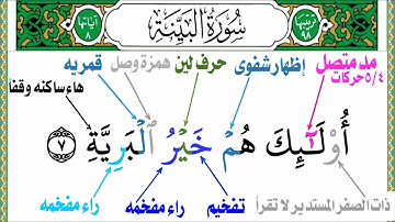لن تنسى أحكام التجويد بعد الأن سورة ((البينه)) الجزء الثانى من تجويد جزء عم