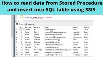88 How to read data from Stored Procedure and insert into SQL table using SSIS