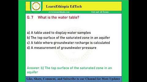 Groundwater Hydrology | Model Exit Exam Questions for Hydraulics Exit Exam
