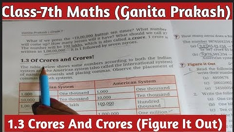 Ncert Class-7th Maths Ganita Chapter 1 Large Numbers Around Us  | 1.3 Of Course And Crores
