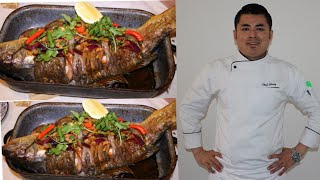 How to make the best oven grilled whole fish with Thai style  Chef Chang