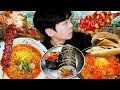 ASMR MUKBANG | 휴게소 라면 떡볶이 김밥 핫도그 양념 치킨 피자 먹방 Tteokbokki AND fried chicken EATING