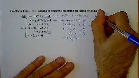 Programación lineal. Paso a forma estándar.