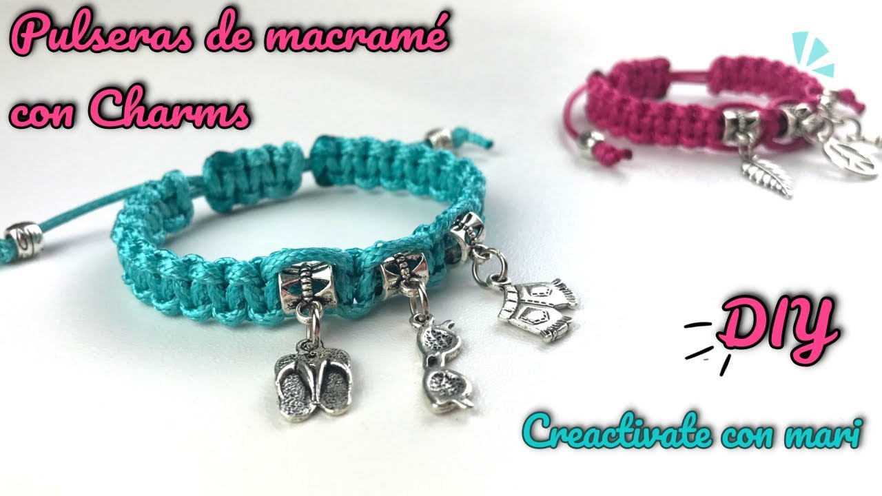 Haz pulseras de macrame con charms 😍