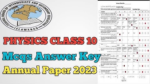 Physics Class 10 Mcqs Answer Key |Physics SSC 2 Mcqs Solution Class 10 Annual Paper 2023