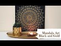 Mandala art on canvas - Black and Gold (Wall art)