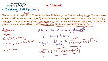 Transformer- EMF Equation Numerical Problem 1