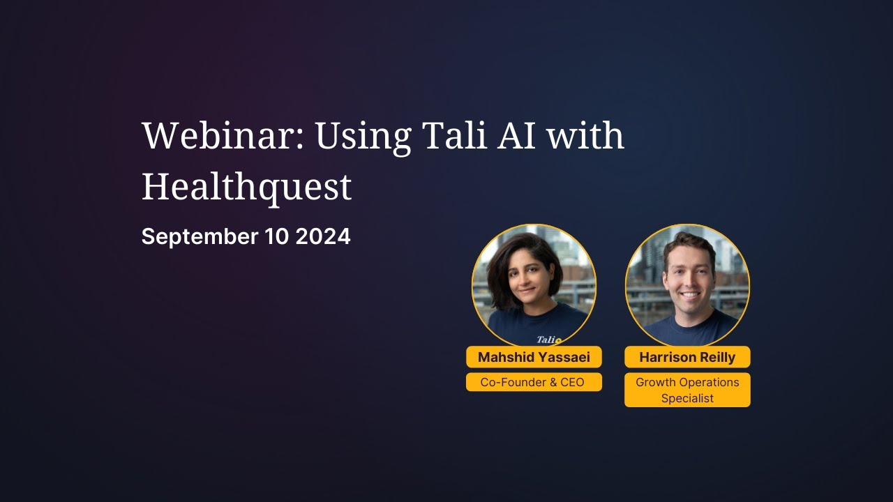 Tali AI Webinar: Using Tali AI with Healthquest - YouTube
