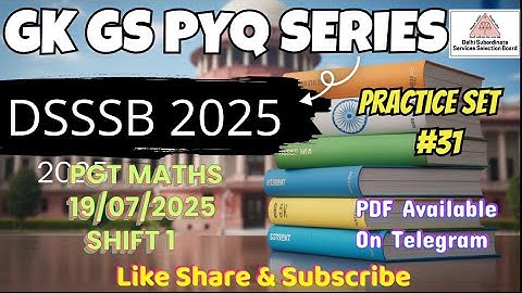 🔴 MASTER GK GS》TARGET DSSSB 2025》PRACTICE SET 31 @dsssbexamwindow #dsssbexamwindow 