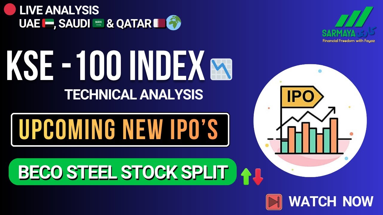 PSX Today Live 📈 | KSE-100 Index Technical Analysis | Upcoming New IPOs | BECO Steel Stock Split