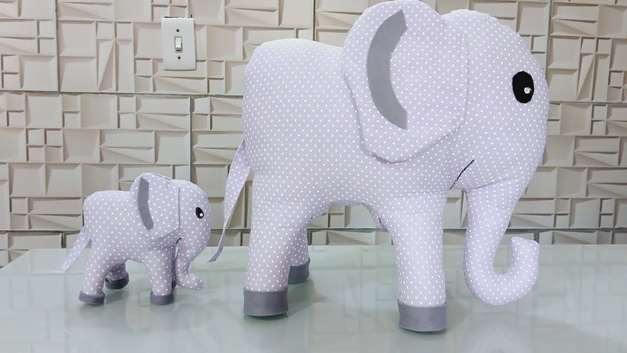 Elefante de Tecido -  🤩 Fácil e Rápido! - Elefante de Pelúcia!