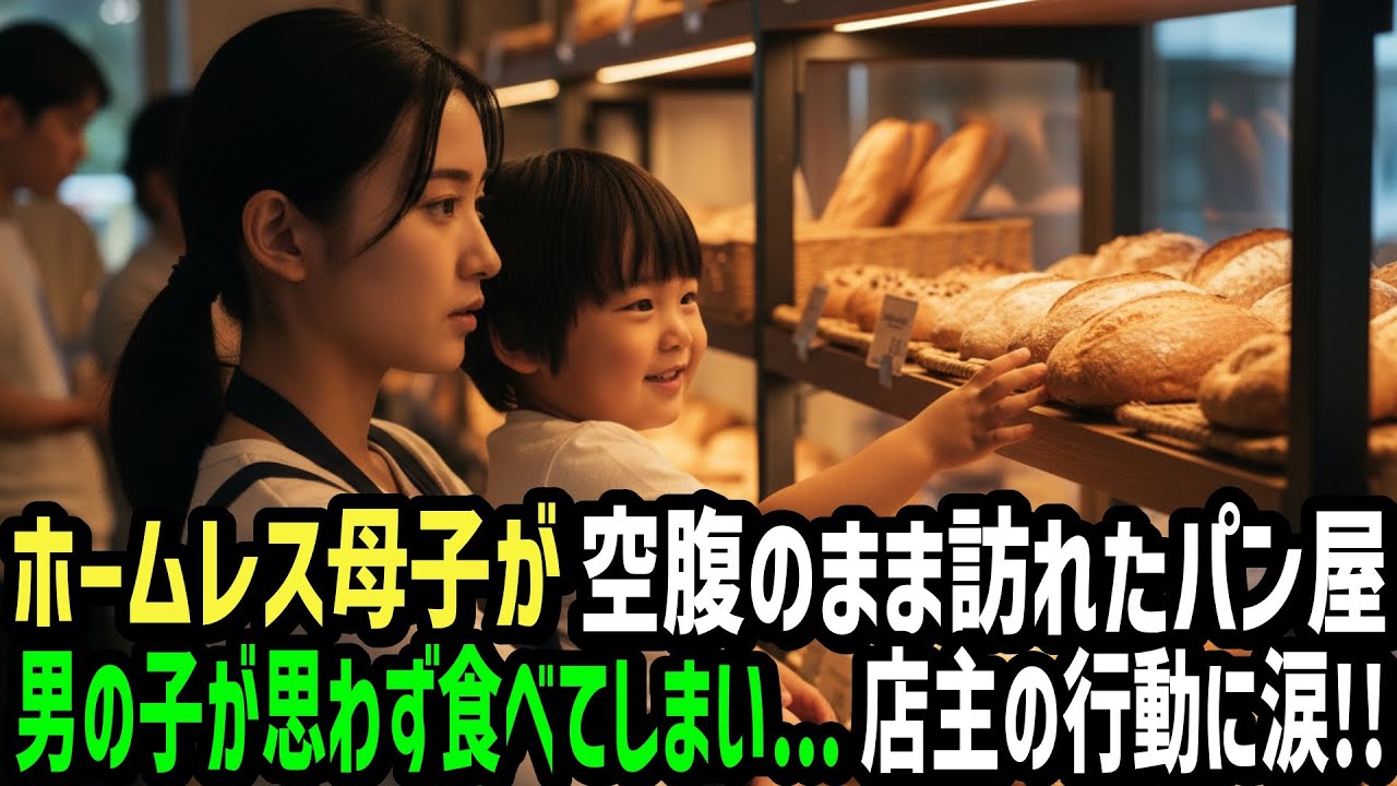 【感動】「今日は見るだけね…」家を失ったシングルマザーと息子。パン屋で無銭飲食をしてしまった幼い息子。店主が取った行動に涙が止まらない！