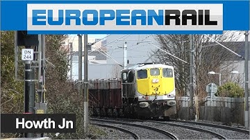 Irish Rail Freight Train 071 loco 074 + Ore Wagons pass Howth Junction Station