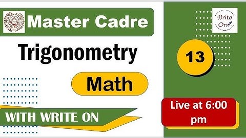 Math Master Cadre | Trigonometry |Ch - 02|New Classes | Deeply Explained |Full Course| Full Syllabus