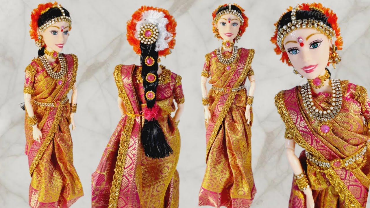 How to decorate weeding/seemantham Doll decoration ||Barbie doll saree making || decoration ideas