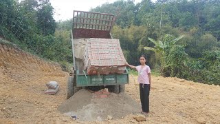 Build A New House - Buy Bricks, Sand And Cement To Build The Foundation - Poor Girl Building Farm