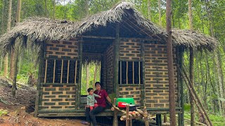 Single Mom - DIY Bamboo - 100% Completed Bamboo House, Night Hunting & Child Care #diy #building