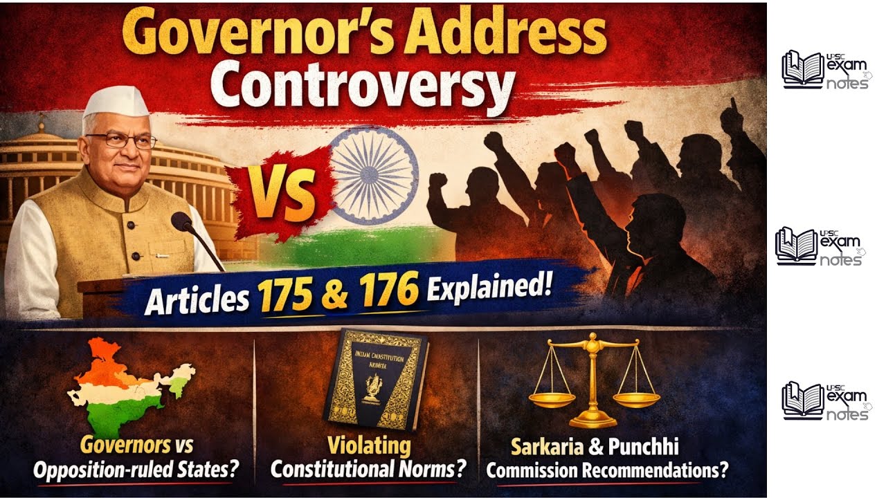 Governors’ Address Controversy Explained in Telugu | Articles 175 & 176 | UPSC Polity