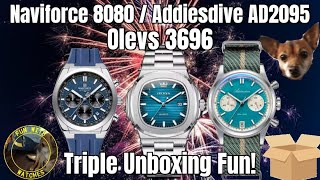 Naviforce 8080 / Olevs 3696 / Addiesdive AD2095 Watch Triple Unboxing Fun!