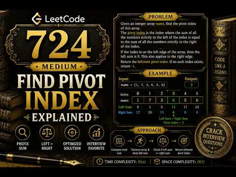 LeetCode 724 - Find Pivot Index Explained in C++ | Prefix Sum Technique