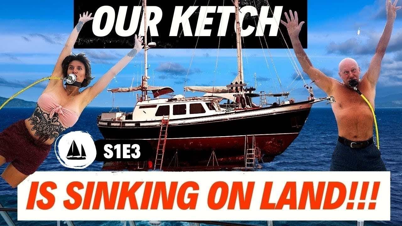 Steel Hull Ketch LIVEABOARD Help! Sinking on Land Boat Refit! Dawn Hunters Sailing Vlog in Boatyard