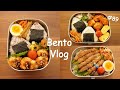 Rice ball & chicken cutlets /Rice ball & chili chicken / Asparagus pork roll | Japanese Bento boxes