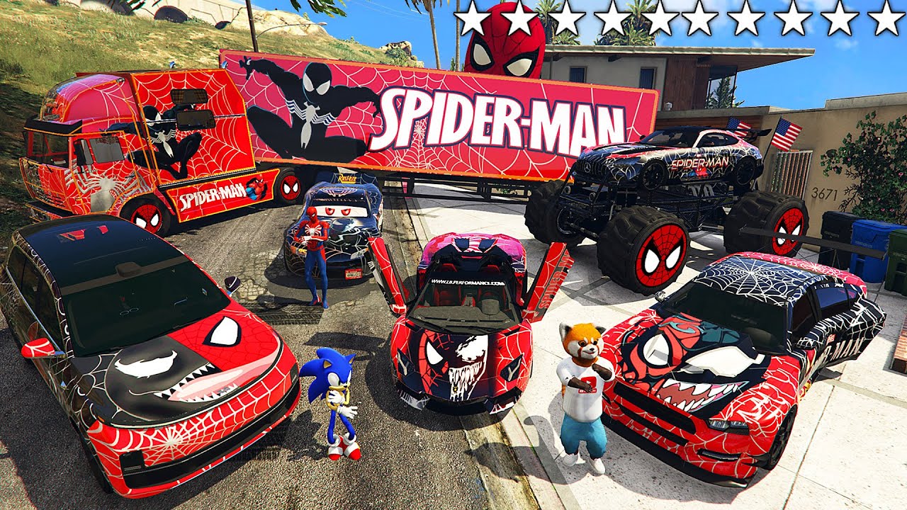 ROBÉ NUEVOS AUTOS MODIFICADOS DE SPIDER-MAN CON SONIC DE LA VIDA REAL EN GTA 5