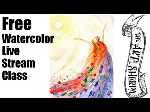 Watercolor Live Stream Class How to paint a Fall Fairy | TheArtSherpa