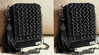 شنطة موبايل كروشيه/جراب موبايل كروشيه/Crochet mobile bag