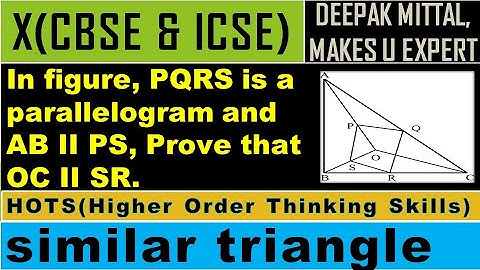 PQRS is a parallelogram and AB parallel to PS, prove that OC is parallel SR I class 10 I cbse I icse