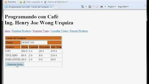 Muestra del funcionamiento de Carrito de Compras con Reportes, JSP y MySQL