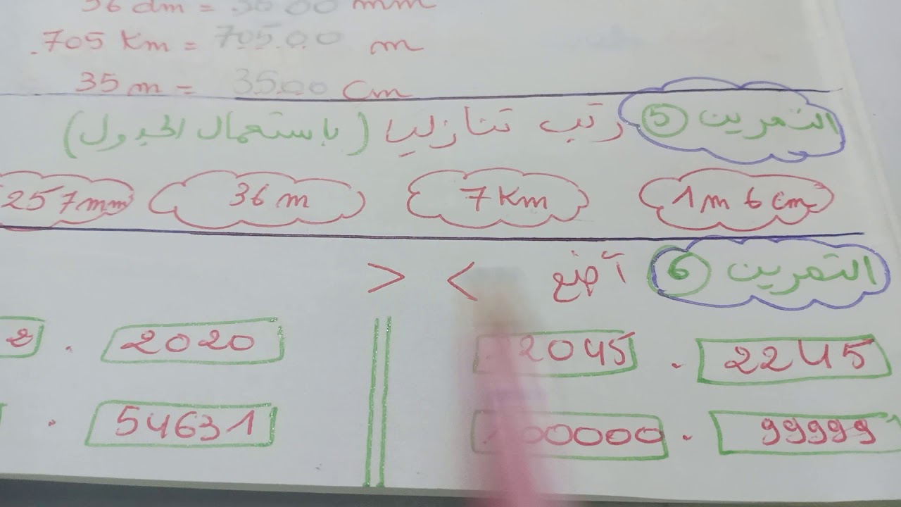 الرياضيات  4  ابتدائي