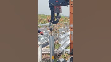 Guardrail pile installing process - Goodtools and machinery make work easy