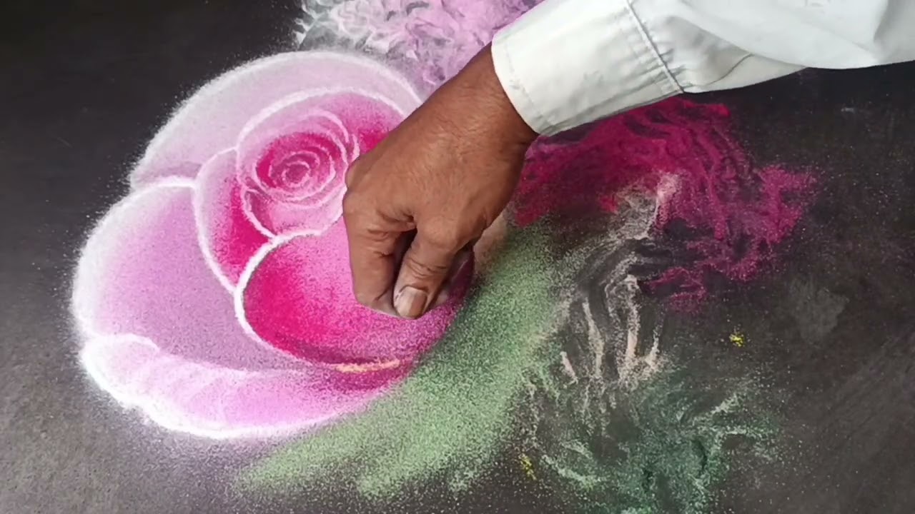 3D Unique Rose 🌹 Flower Rangoli Designs | Diwali Rose Rangoli | Beautiful 3D Rose Flower 🌹 Step By 🙏