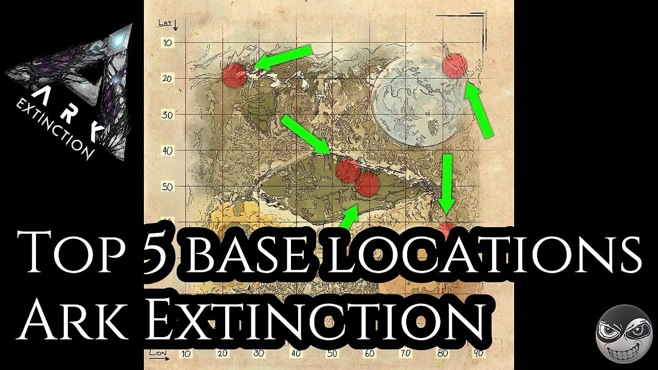 Top 5 Base Locations Ark Extinction Best Places To Build Large Flat Spots Youtube