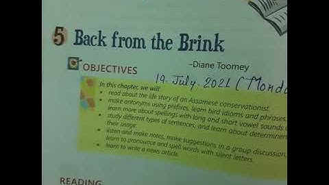 7th class..ch-5 (R) Back from the Brink (Reading Part 1)