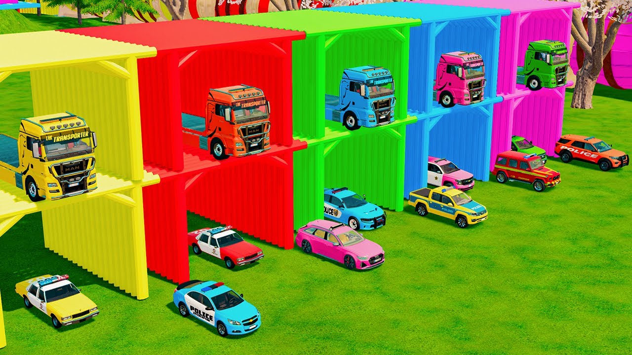 TRANSPORTING ALL POLICE CARS and AMBULANCE EMERGENCY VEHICLES WITH MERCEDES POLICE TRUCKS ! FS22