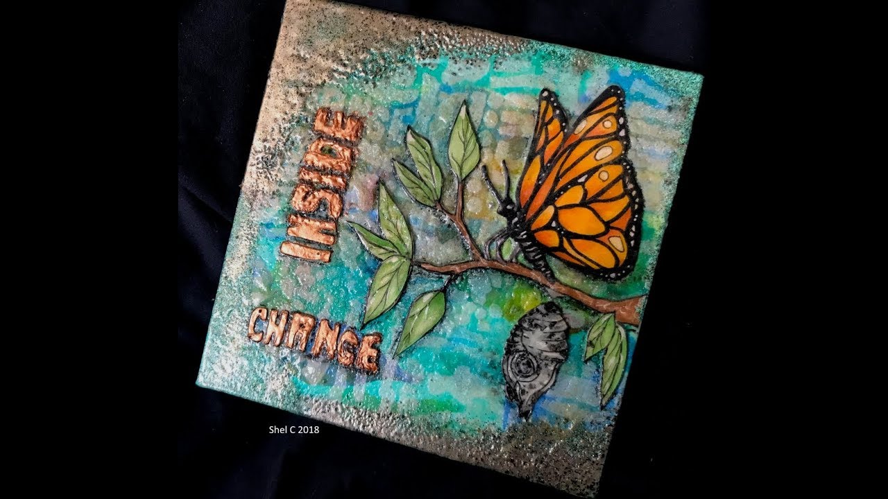 Mixed Media Butterfly Canvas with Chunky Embossing Textures - YouTube