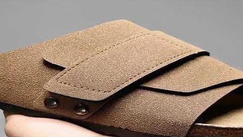 Cork Slippers Men Summer Beach Slides Suede Leather Womens Flat Sandals Fashionable Outdoor Male