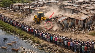 Great new project!! Complete 100% clearing, pushing soil, garbage in water the houses by Bulldozer